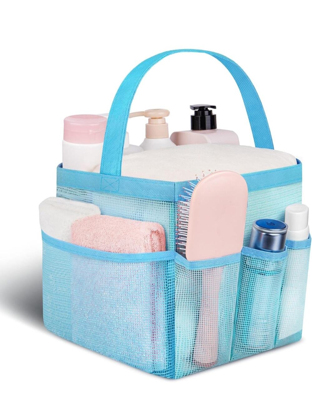 Mesh Shower Caddy Portable 9 Pockets - for College Dorm Room Essential